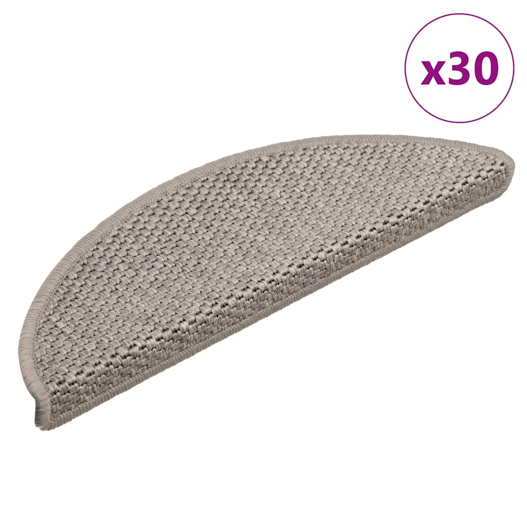 Trapmatten zelfklevend 30 st sisal-look 56x17x3cm zilverkleurig