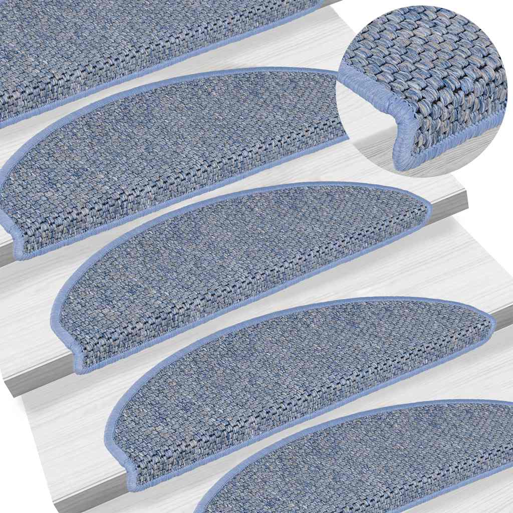 Trapmatten zelfklevend Sisal-Look 30 st 56x17x3 cm blauw