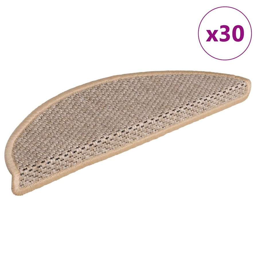 Trapmatten zelfklevend Sisal-Look 30 st 56x17x3 cm lichtbeige
