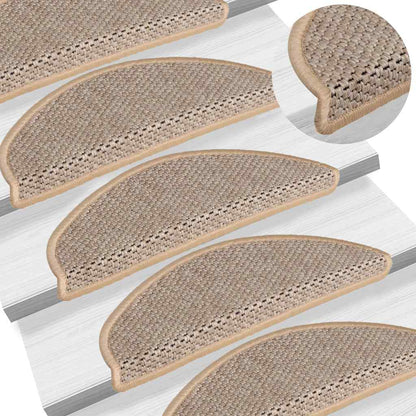 Trapmatten zelfklevend Sisal-Look 30 st 56x17x3 cm lichtbeige