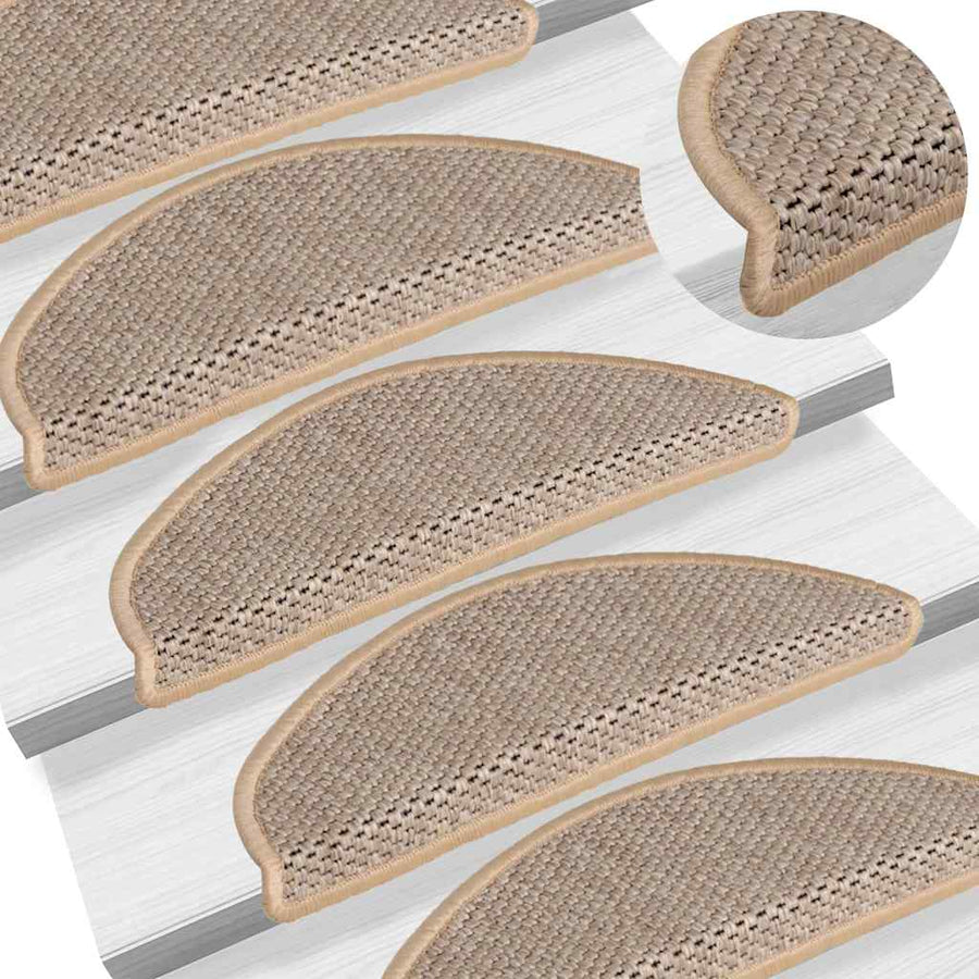Trapmatten zelfklevend Sisal-Look 30 st 56x17x3 cm lichtbeige
