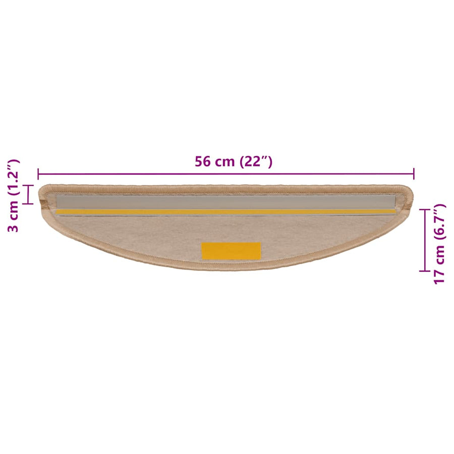 Trapmatten zelfklevend Sisal-Look 30 st 56x17x3 cm lichtbeige