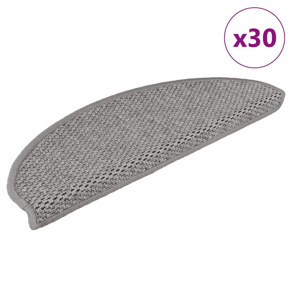 Trapmatten zelfklevend Sisal-Look 30 st 65x21x4cm zilverkleurig