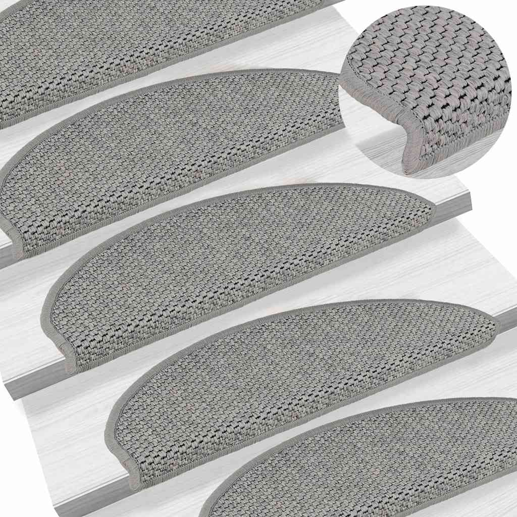 Trapmatten zelfklevend Sisal-Look 30 st 65x21x4cm zilverkleurig