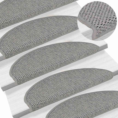 Trapmatten zelfklevend Sisal-Look 30 st 65x21x4cm zilverkleurig
