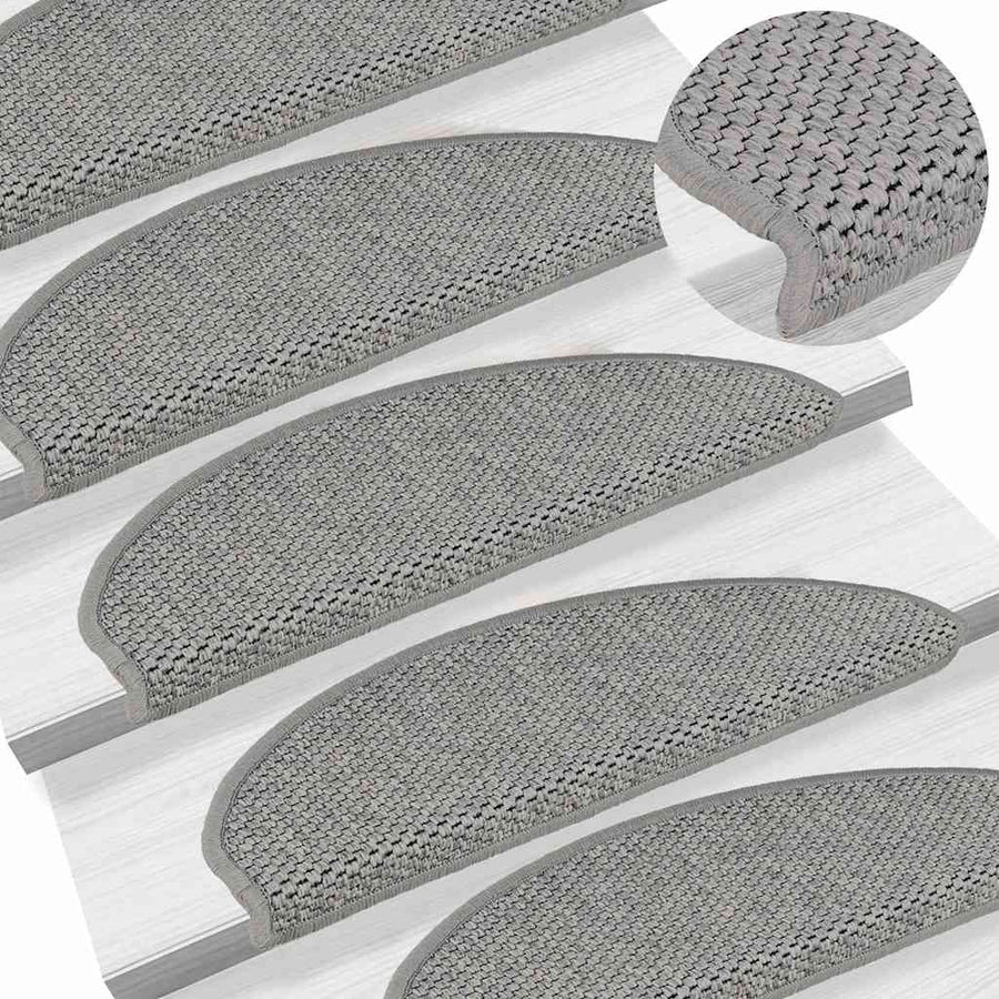 Trapmatten zelfklevend Sisal-Look 30 st 65x21x4cm zilverkleurig