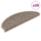 Self-adhesive Stair Mats Sisal-Look 30 pcs 65x21x4 cm dark beige