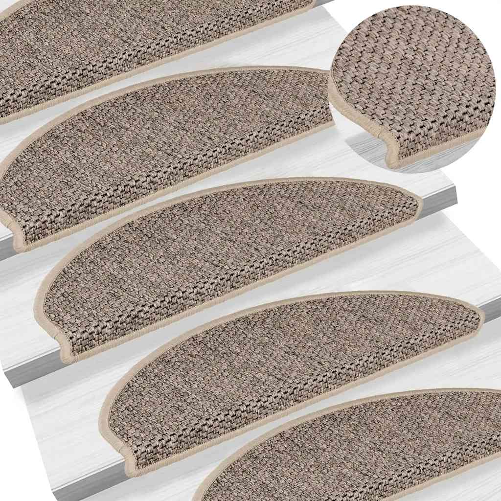 Trapmatten zelfklevend Sisal-Look 30 st 65x21x4 cm donkerbeige
