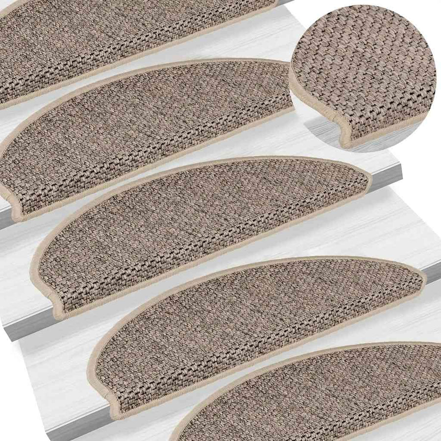 Trapmatten zelfklevend Sisal-Look 30 st 65x21x4 cm donkerbeige