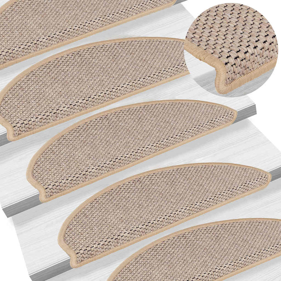 Trapmatten Sisal-Look zelfklevend 30 st 65x21x4 cm lichtbeige