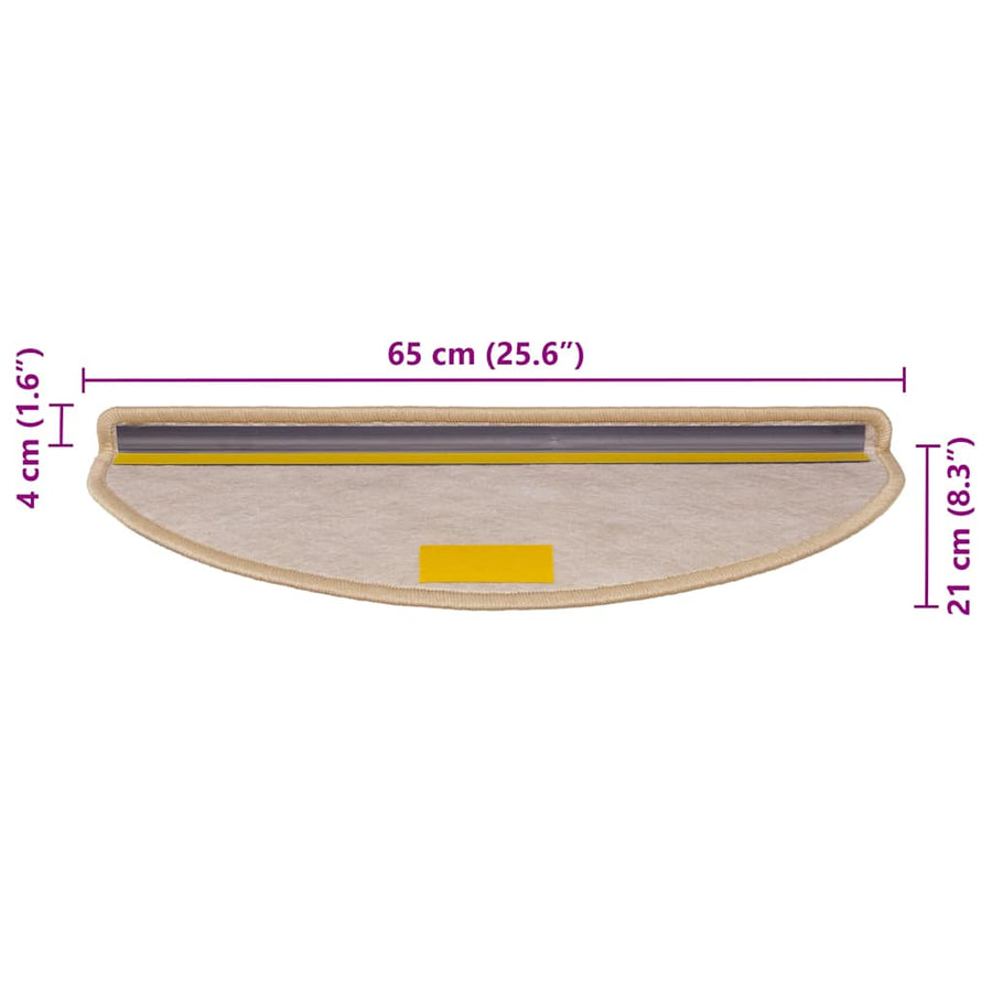 Trapmatten Sisal-Look zelfklevend 30 st 65x21x4 cm lichtbeige
