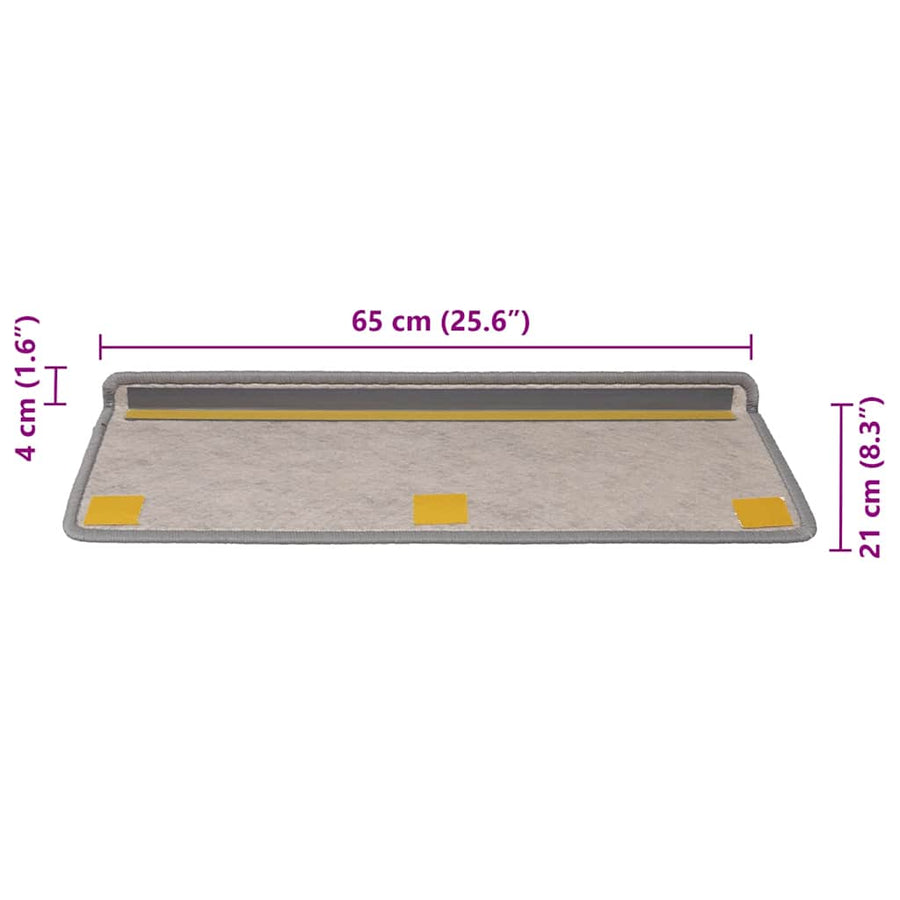 Trapmatten zelfklevend Sisal-Look 30 st 65x21x4 cm Platina
