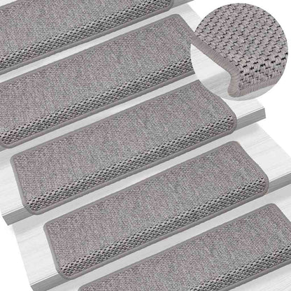 Trapmatten zelfklevend Sisal-Look 30 st 65x21x4cm zilverkleurig