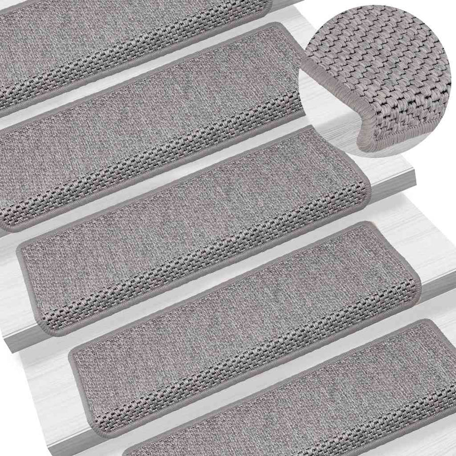 Trapmatten zelfklevend Sisal-Look 30 st 65x21x4cm zilverkleurig