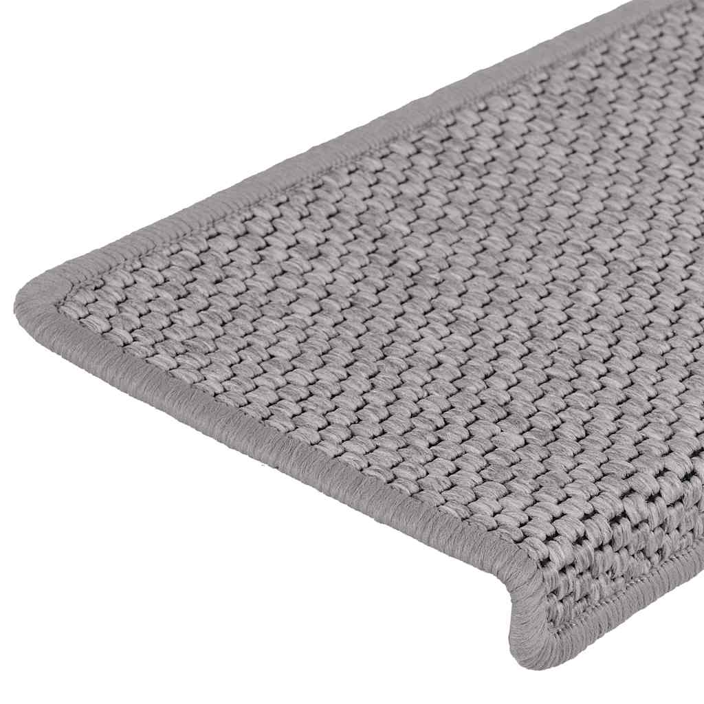 Trapmatten zelfklevend Sisal-Look 30 st 65x21x4cm zilverkleurig