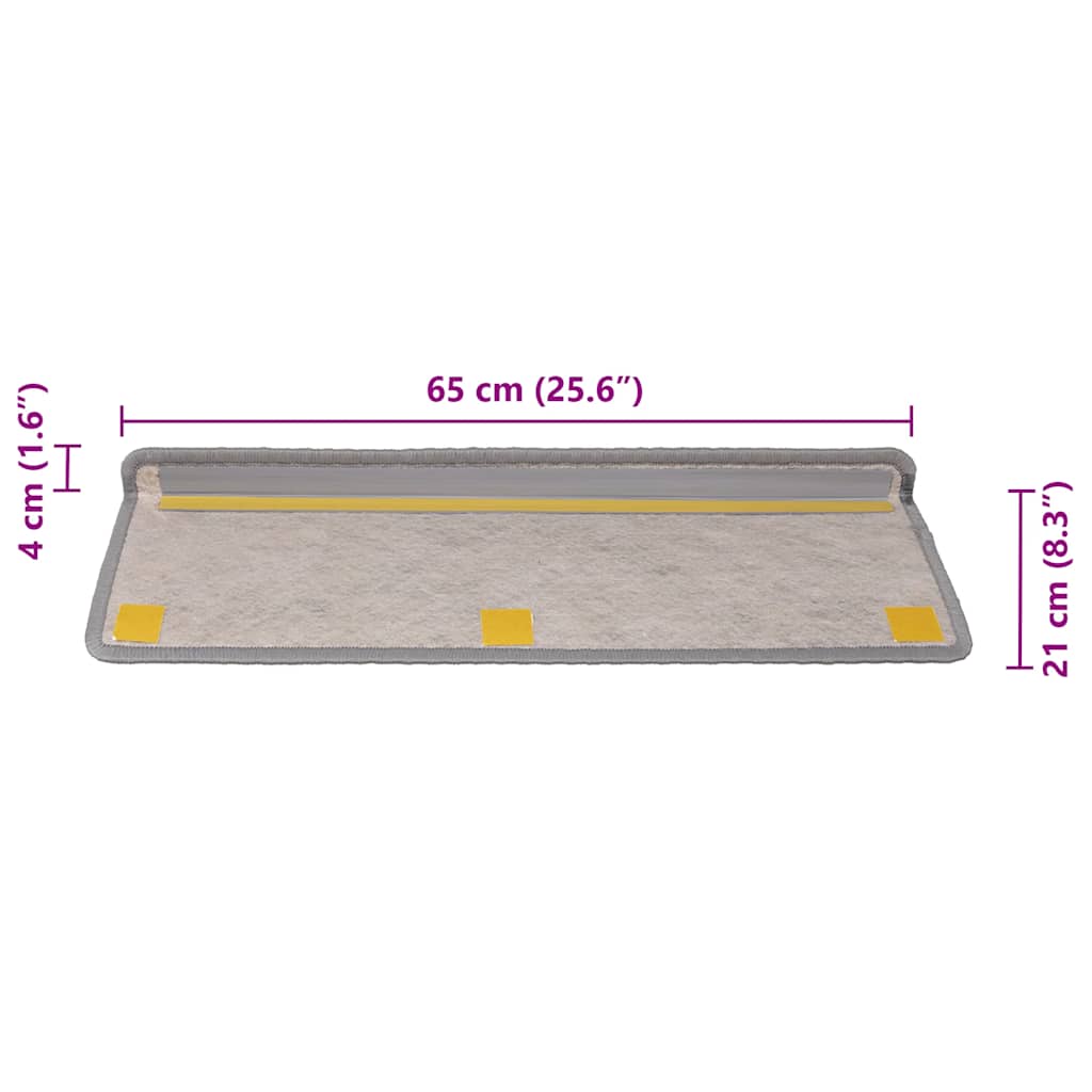 Trapmatten zelfklevend Sisal-Look 30 st 65x21x4cm zilverkleurig