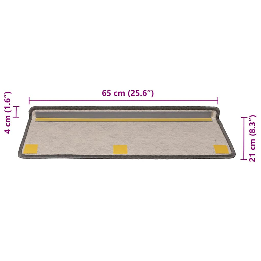 Trapmatten zelfklevend Sisal-Look 30 st 65x21x4 cm grijs beige