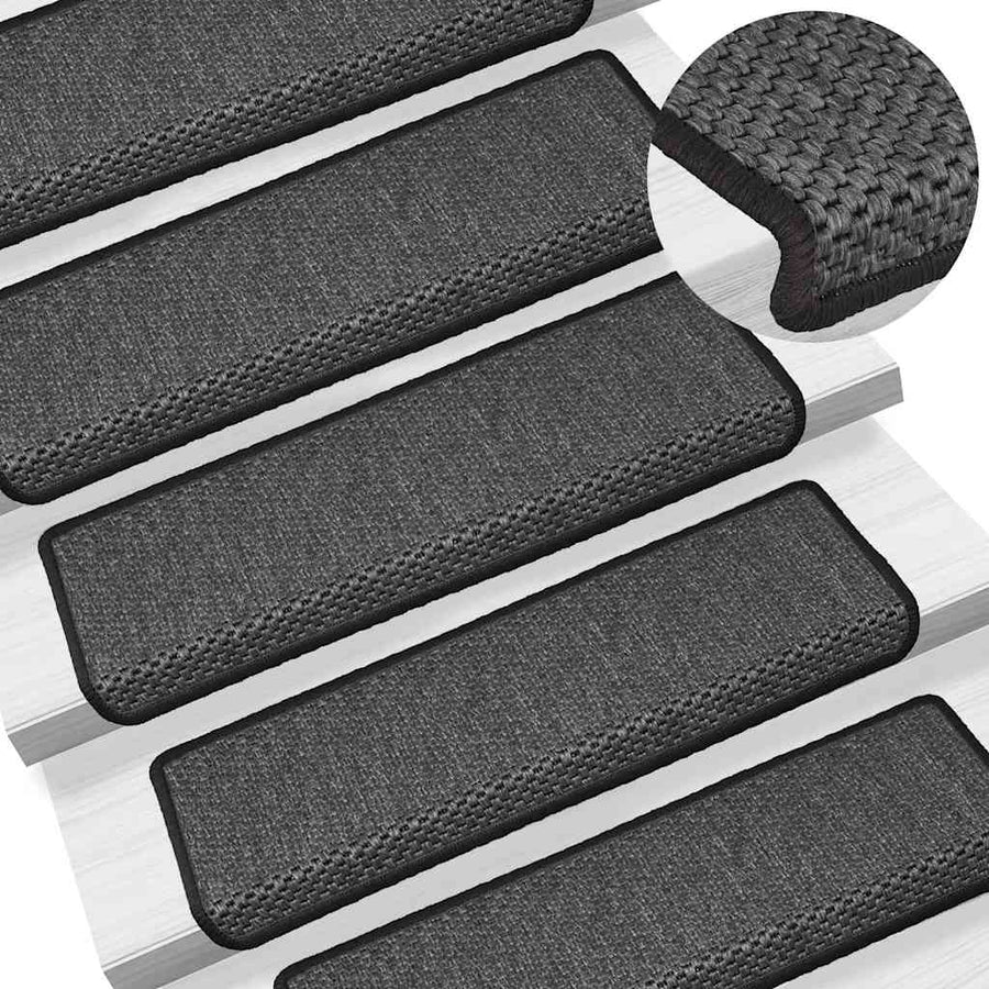 Trapmatten zelfklevend Sisal-Look 30 st 65x21x4 cm antraciet