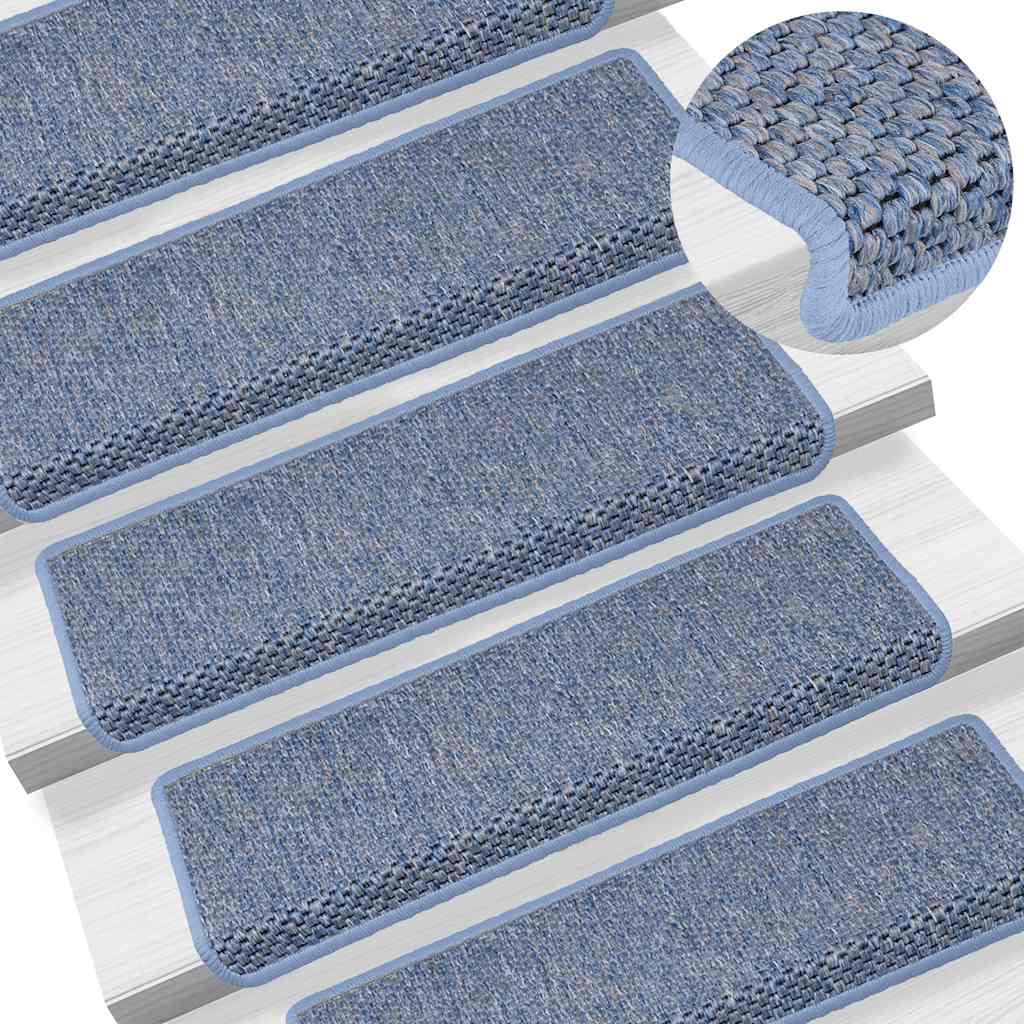 Trapmatten zelfklevend 30 st sisal-look 65x21x4 cm blauw