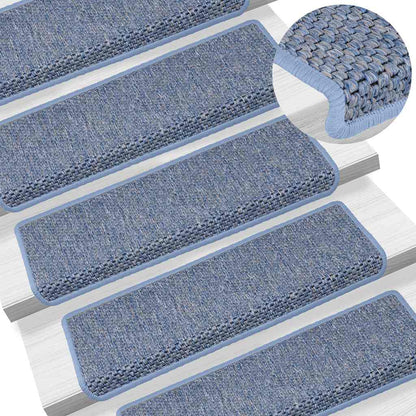 Trapmatten zelfklevend 30 st sisal-look 65x21x4 cm blauw