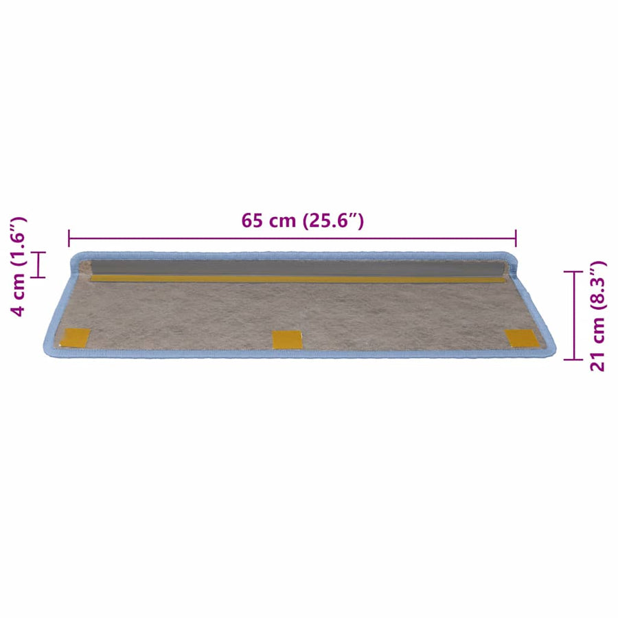 Trapmatten zelfklevend 30 st sisal-look 65x21x4 cm blauw