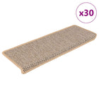 Stair mats self-adhesive 30 pcs sisal-look 65x21x4 cm light beige