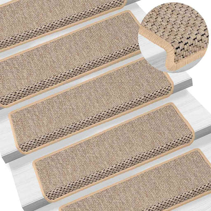 Trapmatten zelfklevend 30 st sisal-look 65x21x4 cm lichtbeige