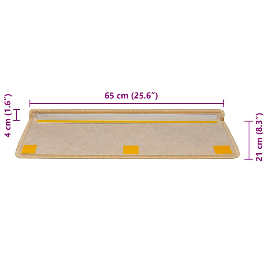 Trapmatten zelfklevend 30 st sisal-look 65x21x4 cm lichtbeige