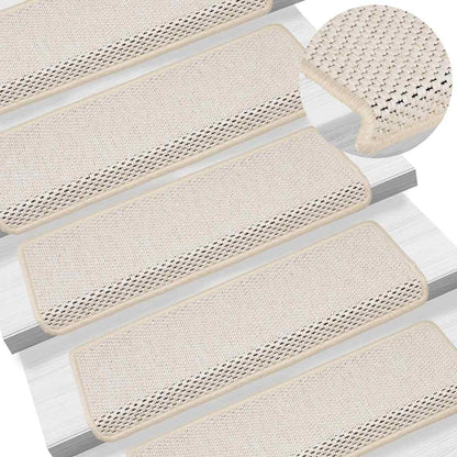 Trapmatten zelfklevend 30 st sisal-look 65x21x4 cm crèmekleurig