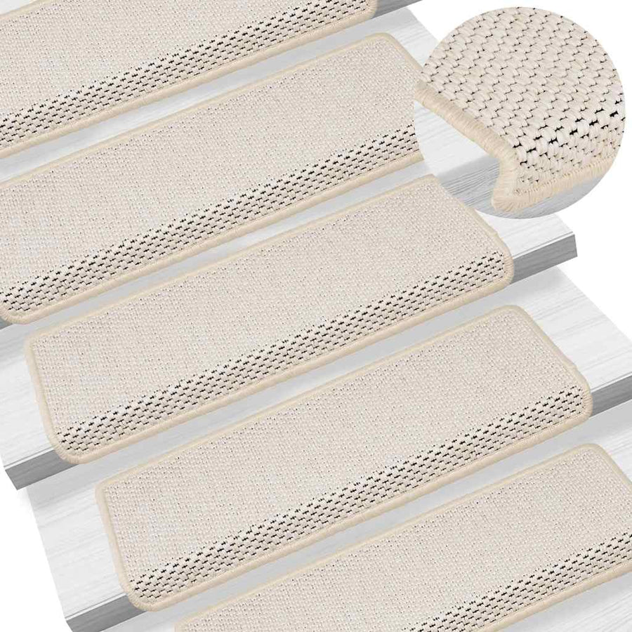 Trapmatten zelfklevend 30 st sisal-look 65x21x4 cm crèmekleurig