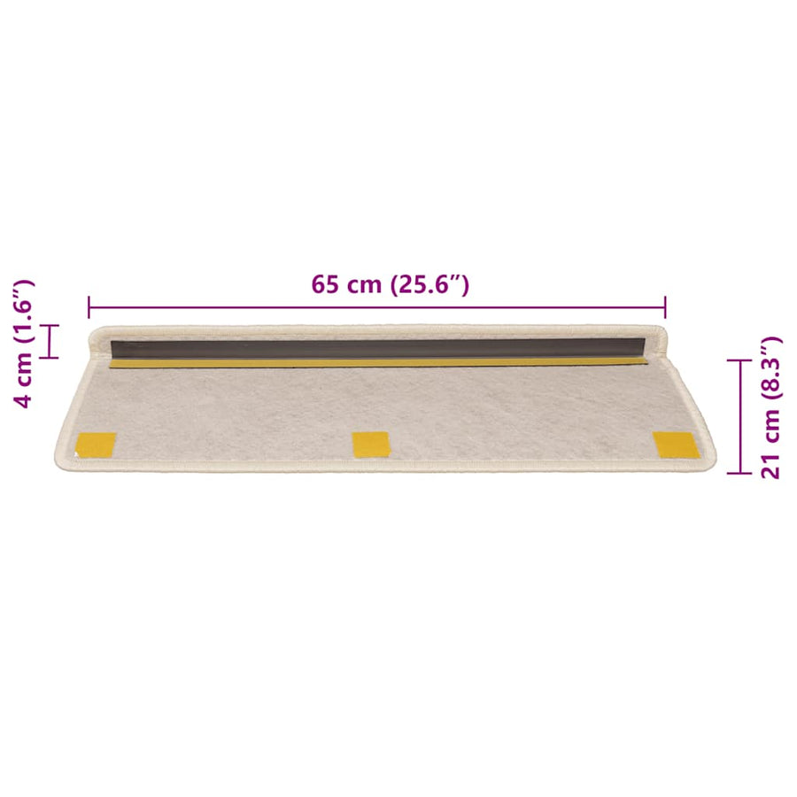 Trapmatten zelfklevend 30 st sisal-look 65x21x4 cm crèmekleurig