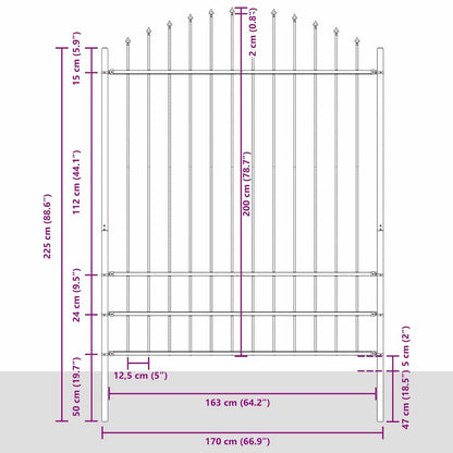 Tuinhek WOERDEN 4 pcs 170 x 225 cm Gepoedercoat staal Grijs