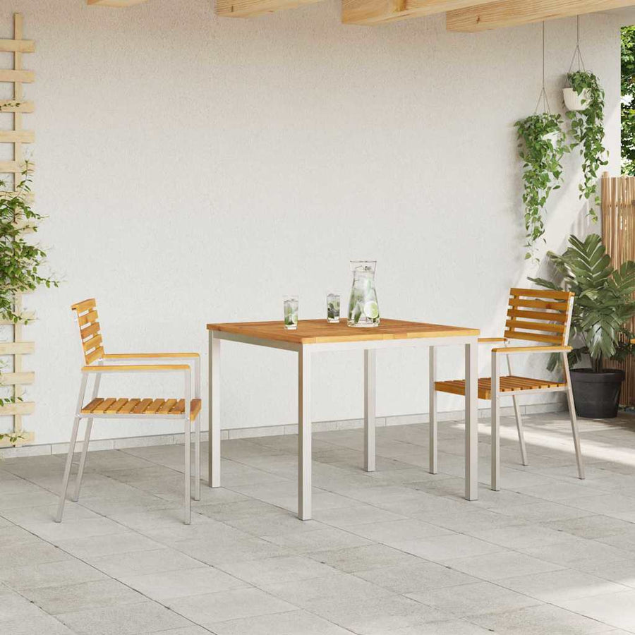 Tuin eettafelset 3 pcs Bruin Massief Acaciahout