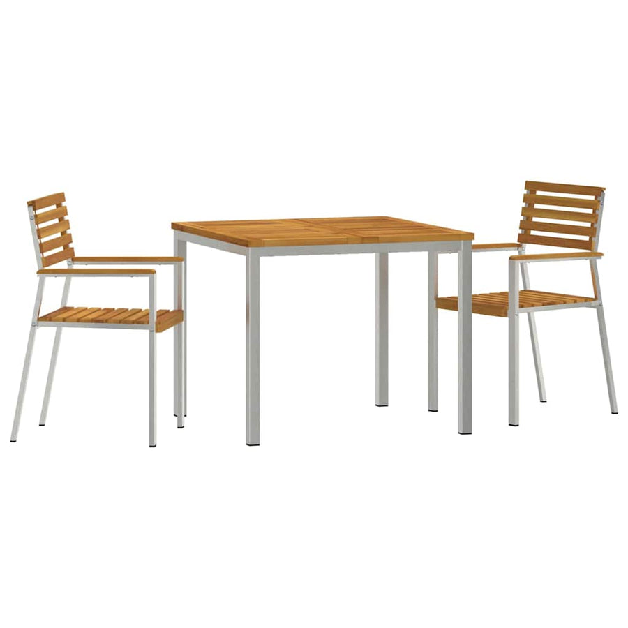 Tuin eettafelset 3 pcs Bruin Massief Acaciahout