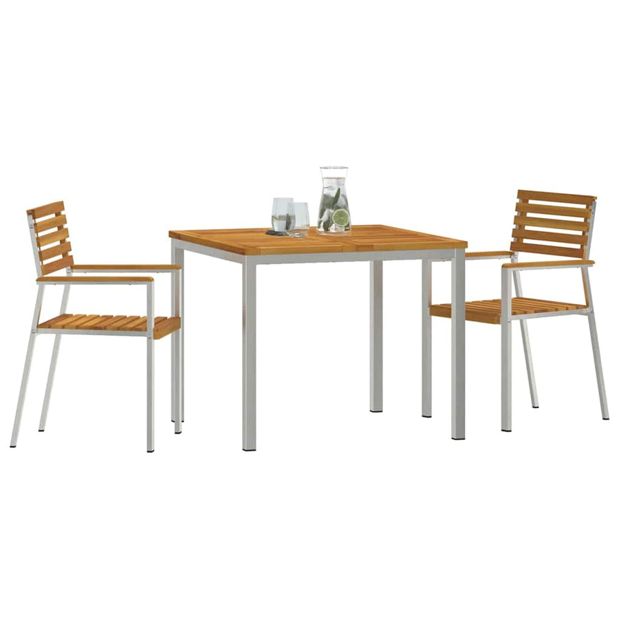 Tuin eettafelset 3 pcs Bruin Massief Acaciahout