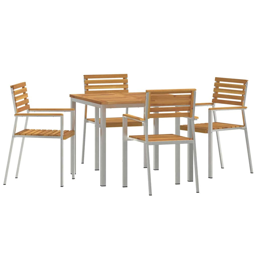 Tuin eettafelset 5 pcs Bruin Massief Acaciahout