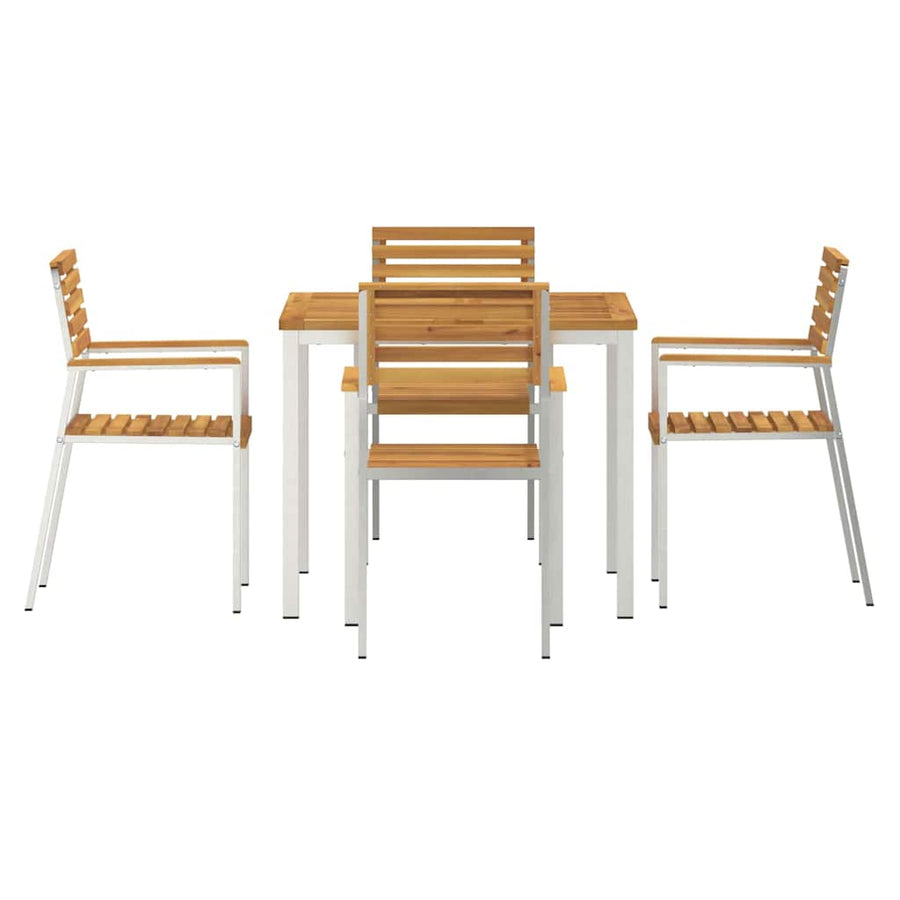 Tuin eettafelset 5 pcs Bruin Massief Acaciahout