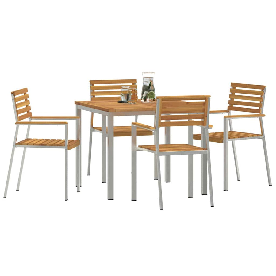 Tuin eettafelset 5 pcs Bruin Massief Acaciahout