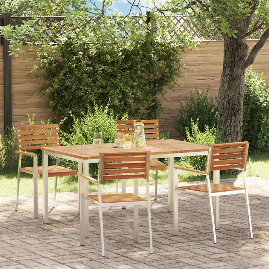 Tuin eettafelset 5 pcs Bruin Massief Acaciahout