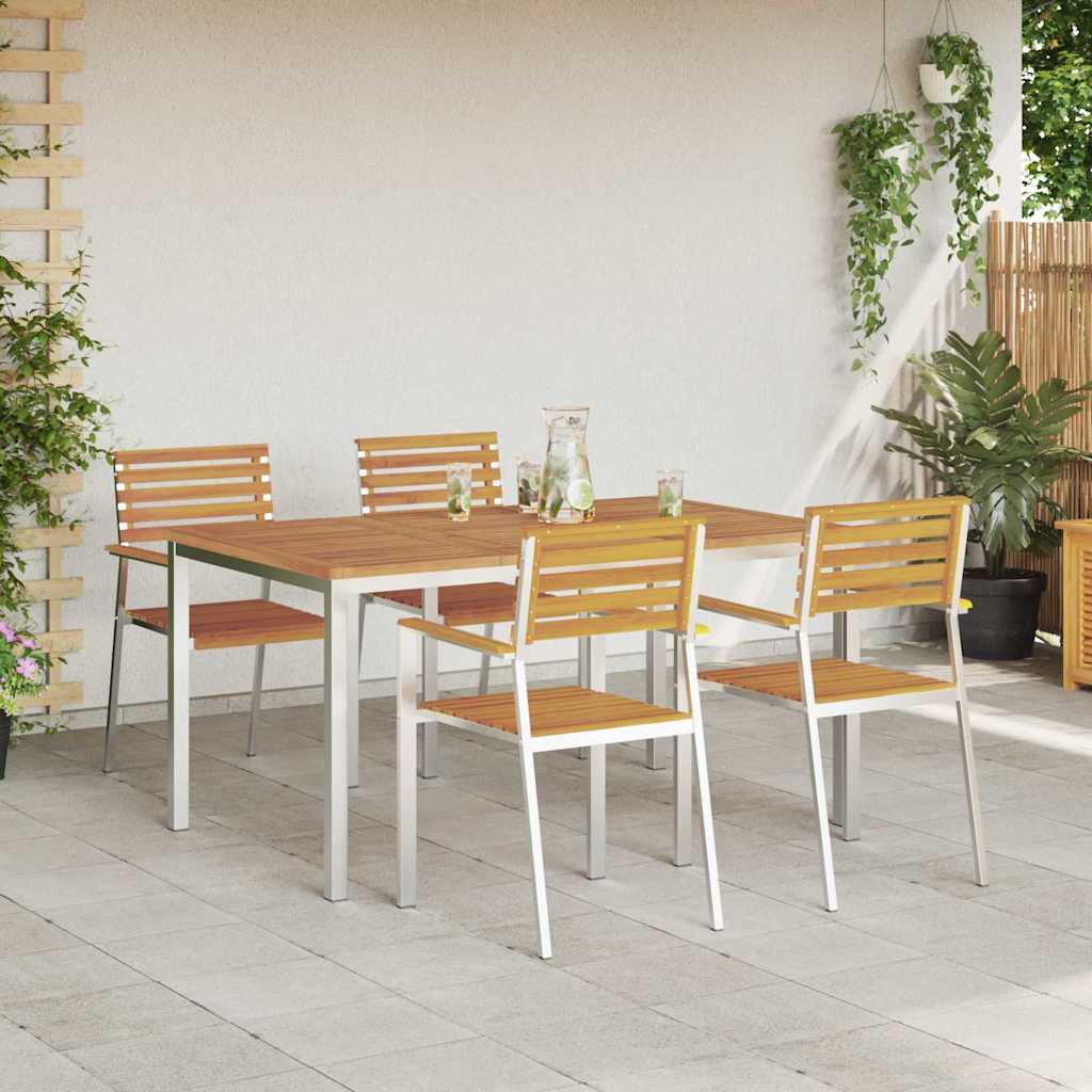 Tuin eettafelset 5 pcs Bruin Massief Acaciahout