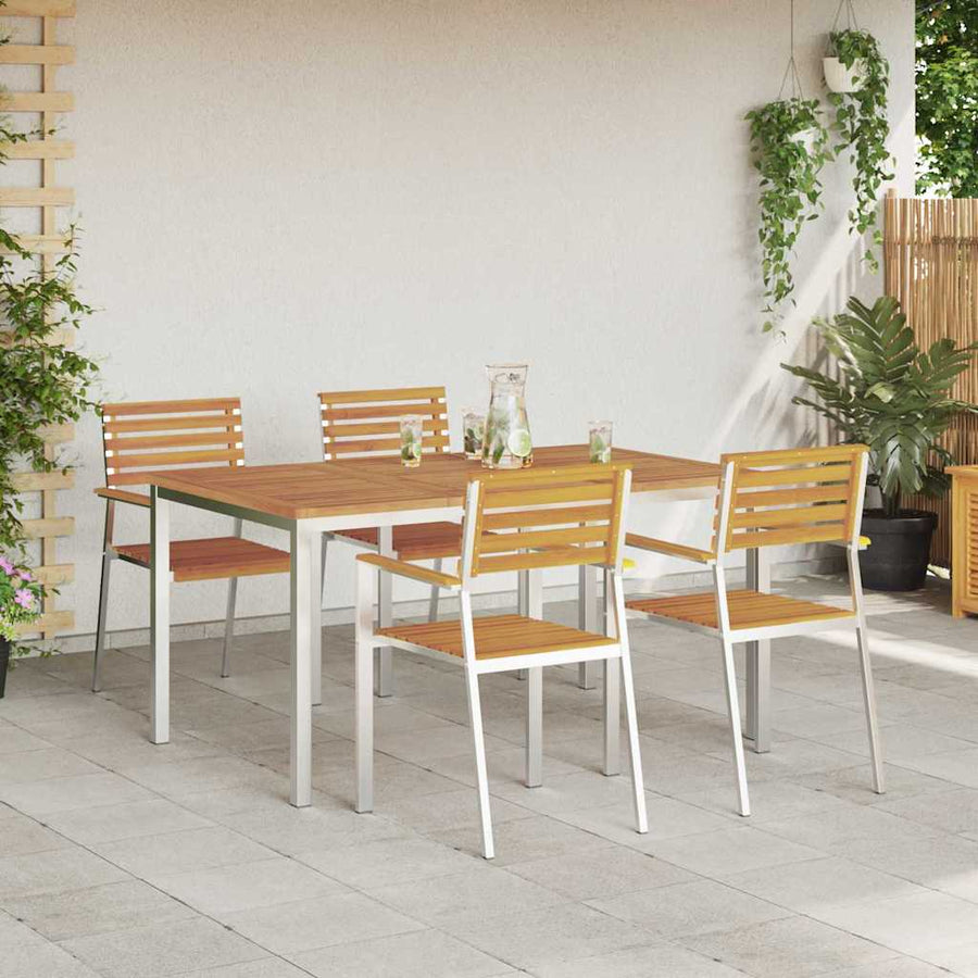 Tuin eettafelset 5 pcs Bruin Massief Acaciahout