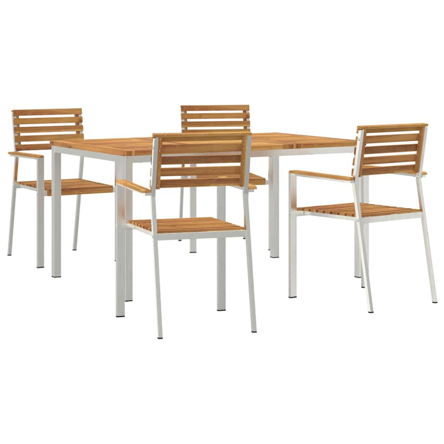 Tuin eettafelset 5 pcs Bruin Massief Acaciahout