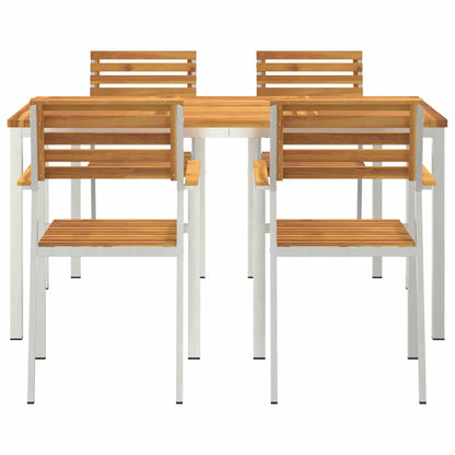 Tuin eettafelset 5 pcs Bruin Massief Acaciahout