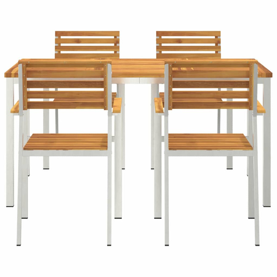Tuin eettafelset 5 pcs Bruin Massief Acaciahout