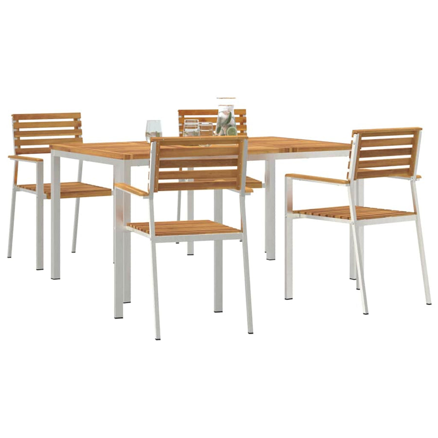 Tuin eettafelset 5 pcs Bruin Massief Acaciahout