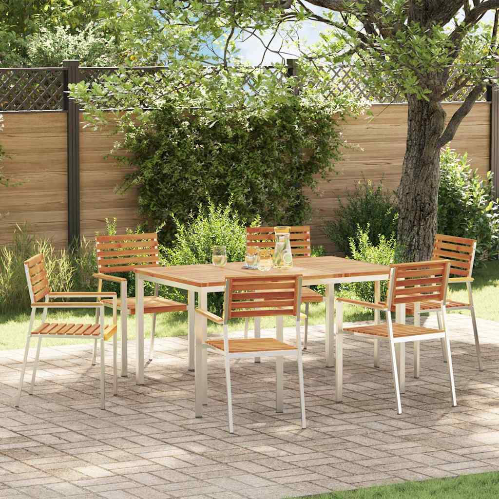 Tuin eettafelset 7 pcs Bruin Massief Acaciahout