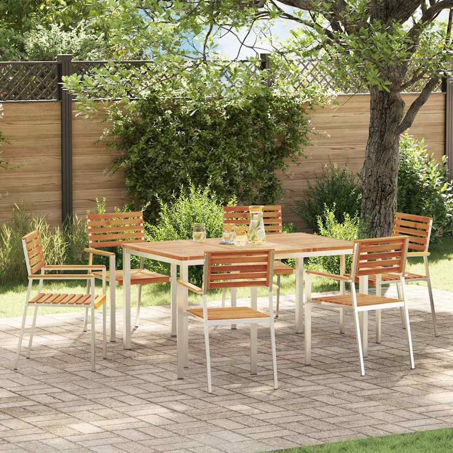 Tuin eettafelset 7 pcs Bruin Massief Acaciahout
