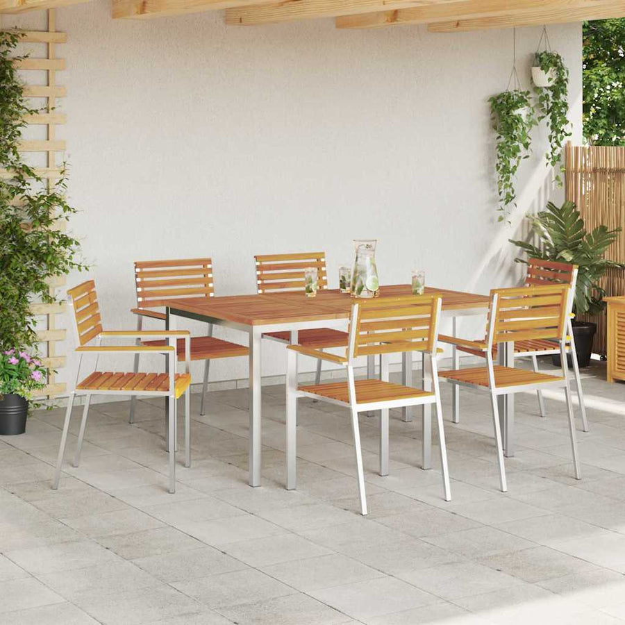Tuin eettafelset 7 pcs Bruin Massief Acaciahout