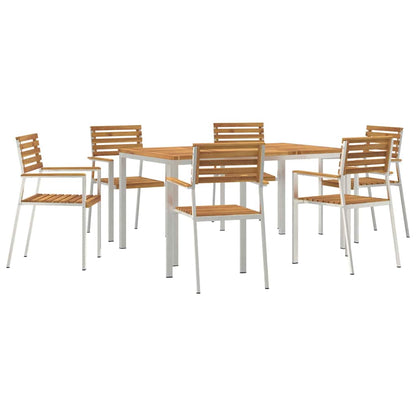 Tuin eettafelset 7 pcs Bruin Massief Acaciahout