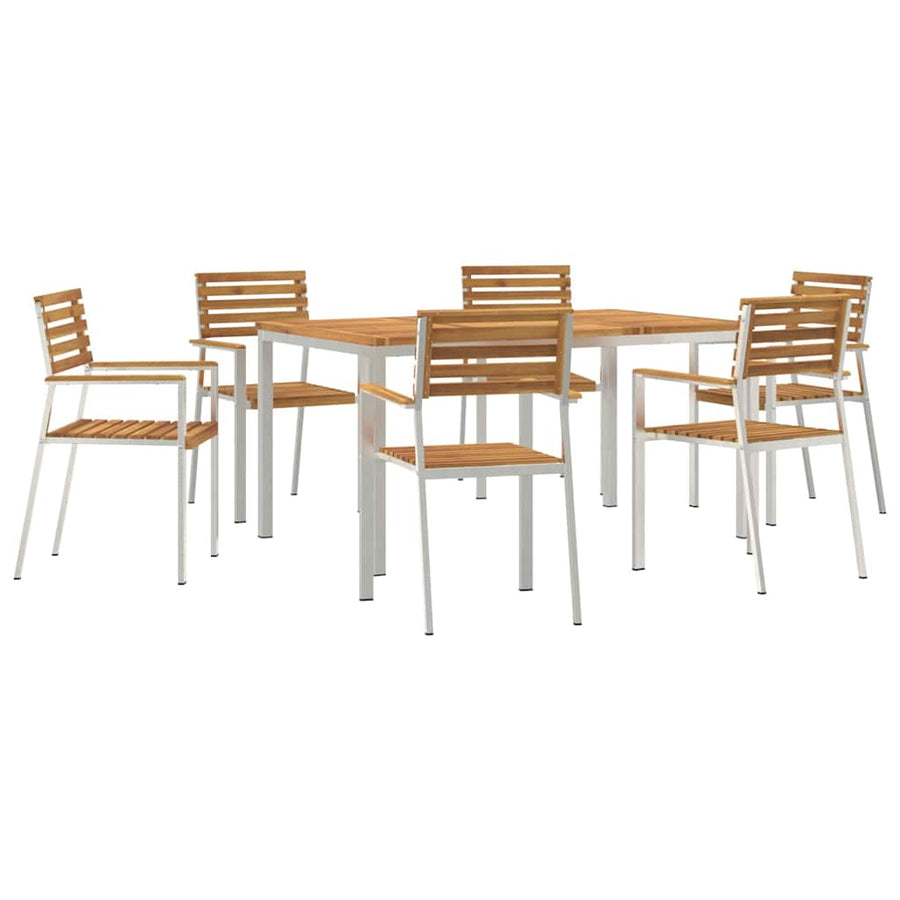 Tuin eettafelset 7 pcs Bruin Massief Acaciahout
